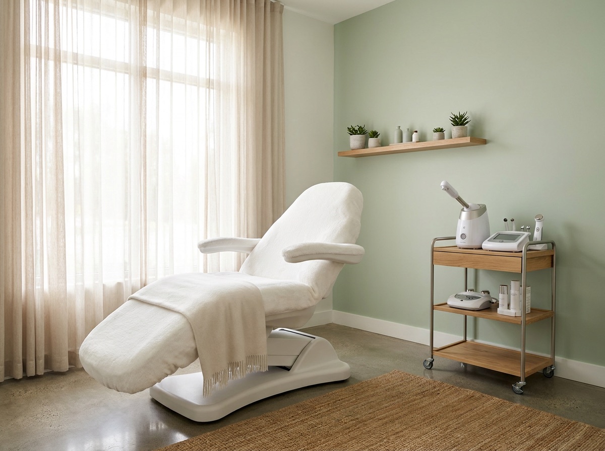Clean, bright med spa treatment room